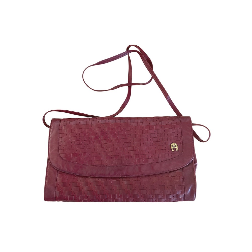 Vintage Etienne Aigner Burgundy Woven Leather Crossbody Bag Classic Retro Chic